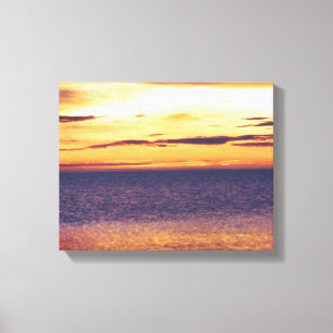 Beautiful Yellow Golden Sunset Ocean Sea Designed Canvas Print