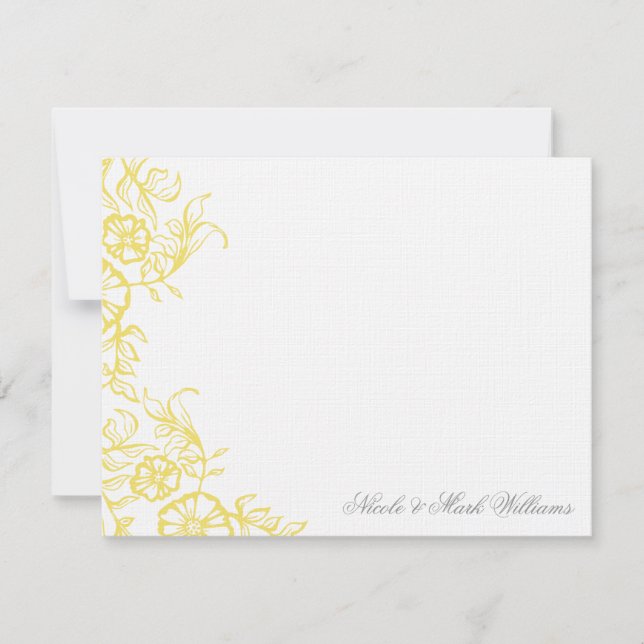 Beautiful Yellow & Grey Custom Flat Thank You Card (Front)