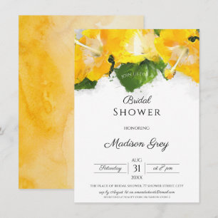 Beautiful Yellow Hibiscus Flower Art Bridal Shower Invitation