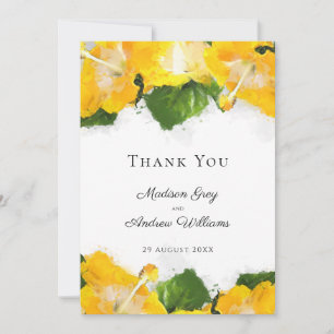 Beautiful Yellow Hibiscus Flower Art Thank You Card