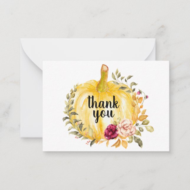 Beautiful Yellow Pumpkin Thank You Card (Front)