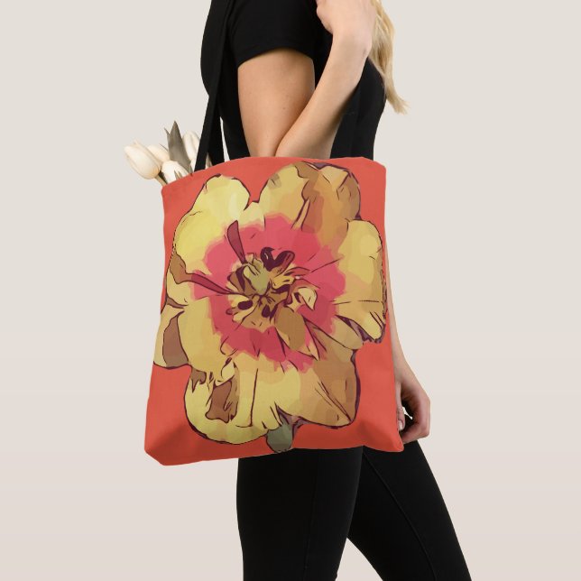Beautiful Yellow Red Asiatic Lily Flower Tote Bag (Close Up)