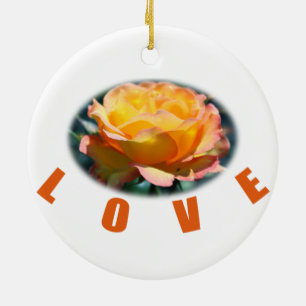 beautiful yellow rose flower photo art love gift ceramic tree decoration