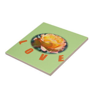 beautiful yellow rose flower photo art love gift tile