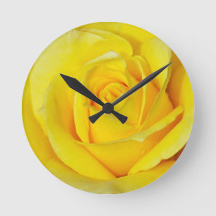 Beautiful yellow rose petals round clock