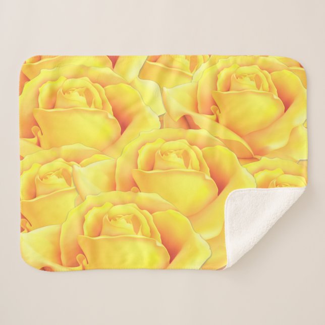 Beautiful Yellow Rose Sherpa Blanket (Front (Horizontal))