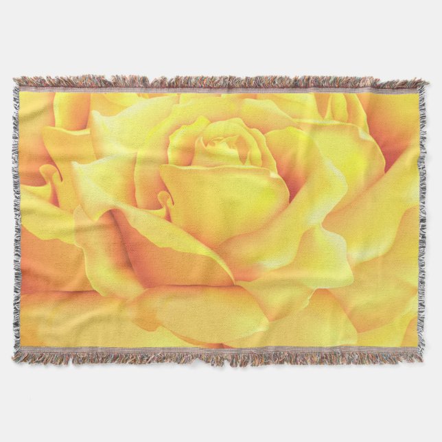 Beautiful Yellow Rose Throw Blanket (Front)