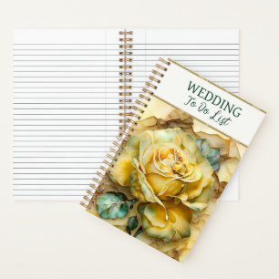 Beautiful Yellow Roses Wedding To Do List Planner Notebook