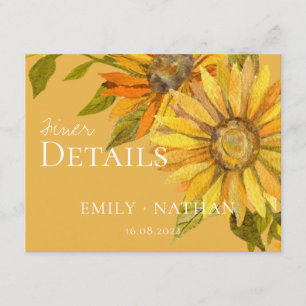 Beautiful Yellow Sunflower Floral Wedding Enclosure Card