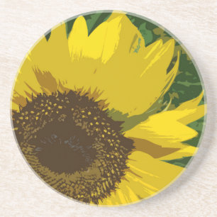 Beautiful Yellow Sunflower Photo Artistic Floral Coaster