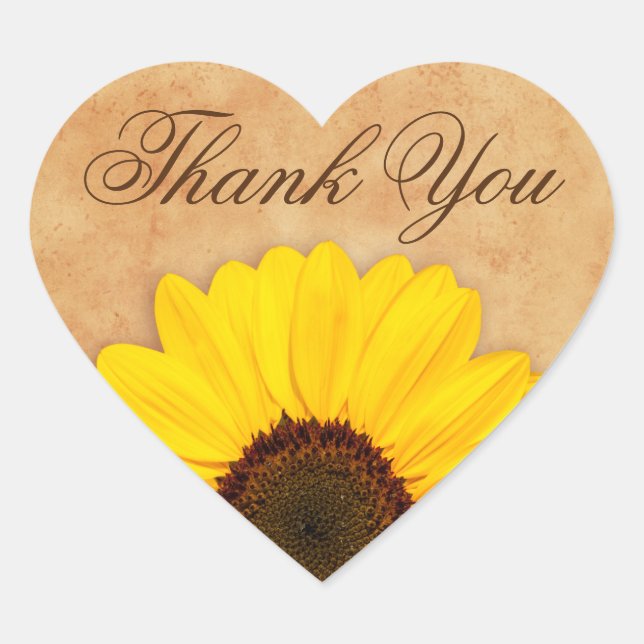 Beautiful yellow sunflower thank you stickers (Front)