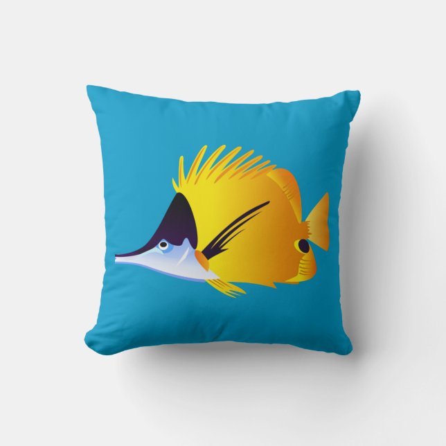 Beautiful Yellow Tropical Fish Cushion (Front)