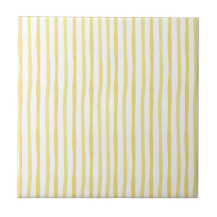 Beautiful yellow white stripes cute design tile