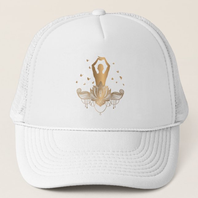 Beautiful Yoga Design Trucker Hat (Front)