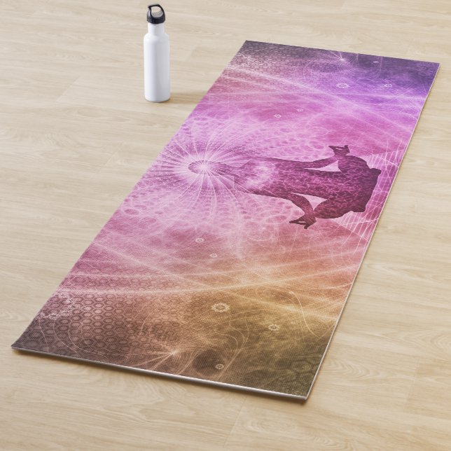 Beautiful Yoga Meditation Lotus Pose Silhouette Mat (In Situ)