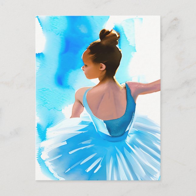 Beautiful Young Ballerina in Blue Postcard (Front)