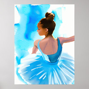 Beautiful Young Ballerina in Blue  Poster