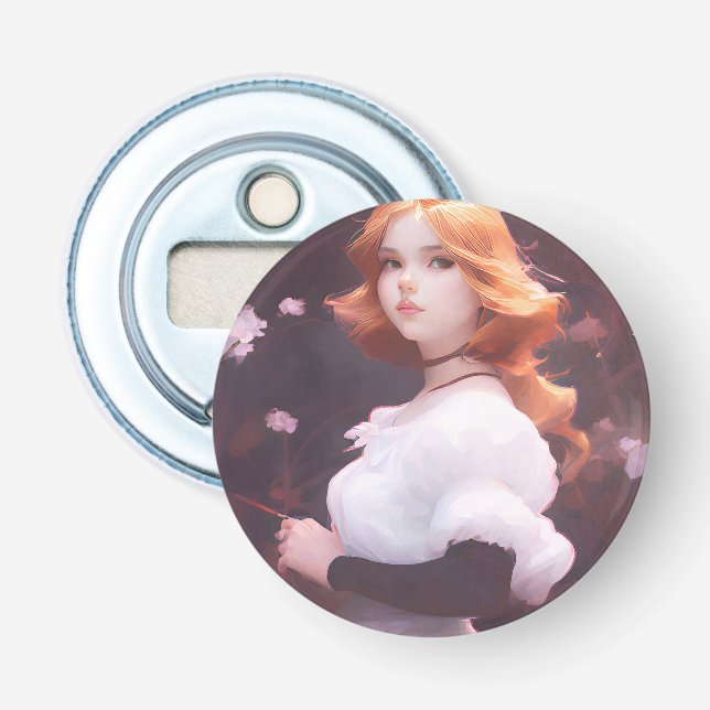 Beautiful Young Girl Amongst Pink Flowers Portrait Bottle Opener (Front)