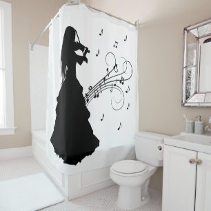 Beautiful Young Gypsy Girl Plays Violin Shower Curtain
