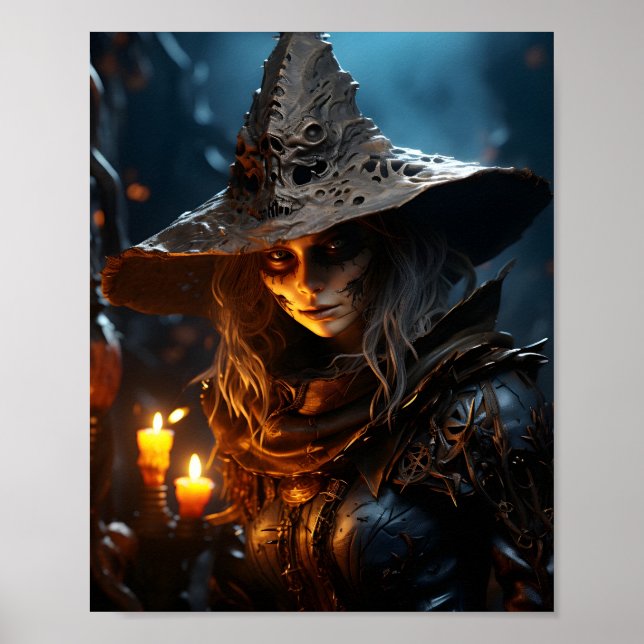 Beautiful Young Halloween Witch Awesome Portrait Poster (Front)