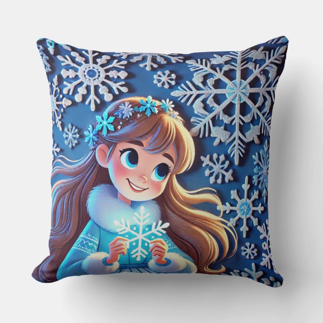 Beautiful  young snow maiden cushion (Front)