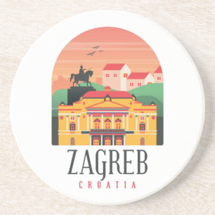 Beautiful Zagreb Croatia Cityscape Vintage   Coaster