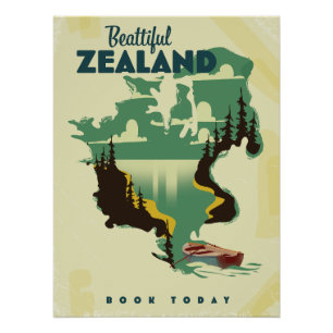 Beautiful Zealand Travel poster