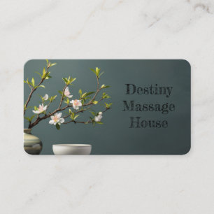 Beautiful Zen Yoga Massage with floral background Business Card