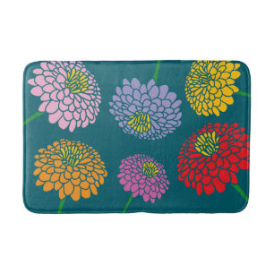 Beautiful Zinnia flower custom colour bath mat