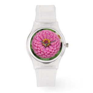 Beautiful zinnia Flower - Floral pink Watch