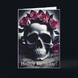 Beautifull Dark & Gothic Rose Skull Birthday Card<br><div class="desc">A dark and gothic painting of a human skull surrounded by pale gothic roses and petals, featuring a creepy desaturated gothic atmosphere and otherworldly atmosphere, this birthday card is perfect for lovers of dark gothic skulls and dark romantic gothic flowers and roses, giving a unique birthday message with this unique...</div>