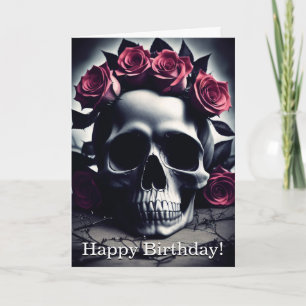 Beautifull Dark & Gothic Rose Skull Birthday Card