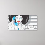 beautifull girl callling, hello, POP art Canvas Print<br><div class="desc">Pop art canvas for nice decoration. beautifull girl is calling someone: hello. Pick up the phone!</div>