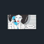 beautifull girl callling, hello, POP art Canvas Print<br><div class="desc">Pop art canvas for nice decoration. beautifull girl is calling someone: hello. Pick up the phone!</div>