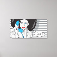 beautifull girl callling, hello, POP art