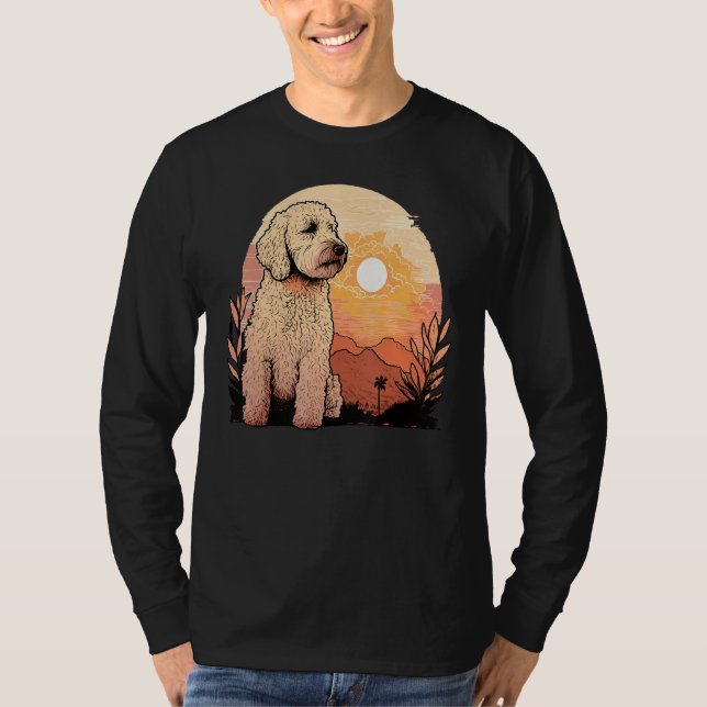 Beautifull Golden Doodle Sunset vintage Goldendood T-Shirt (Front)