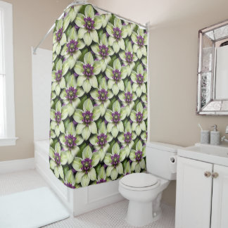Beautifully blooming hellebore flower shower curtain