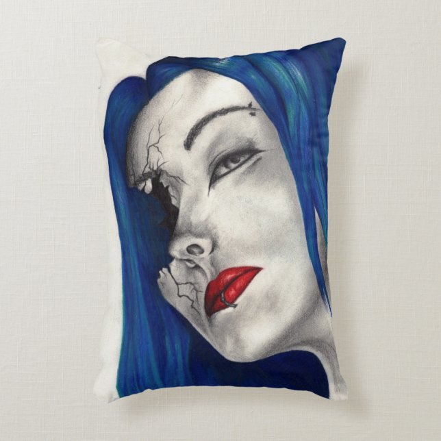 Beautifully Broken Fantasy Horror Goth Girl Art Decorative Cushion (Front(Vertical))