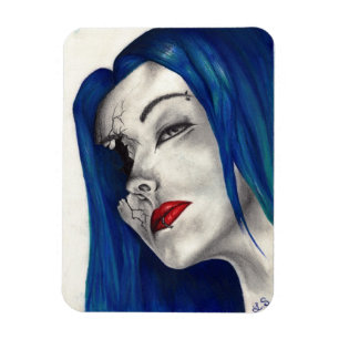 Beautifully Broken Goth Woman Fantasy Original Art Magnet