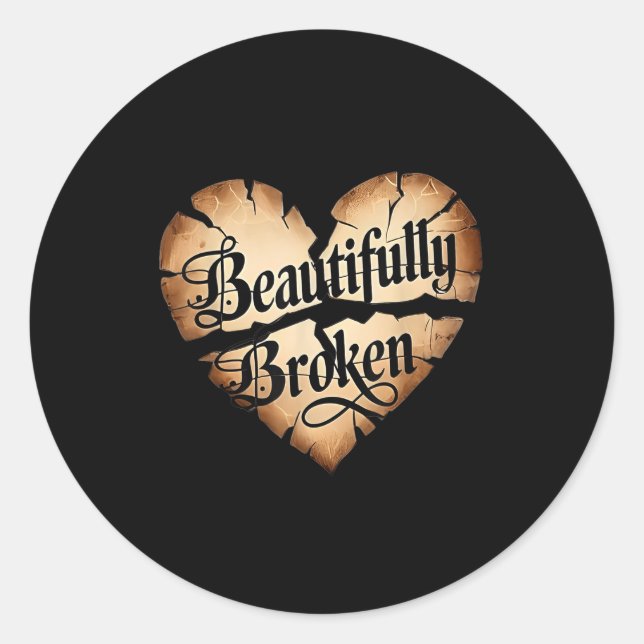 Beautifully Broken Heart  Classic Round Sticker (Front)