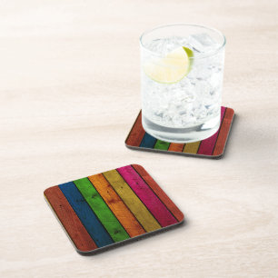 beautifully coloured wooden planks coaster