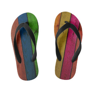 beautifully coloured wooden planks kid's jandals
