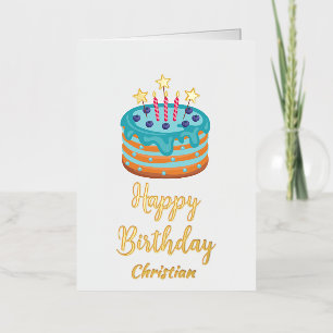 Beautifully Decorated Cake Happy Birthday Card