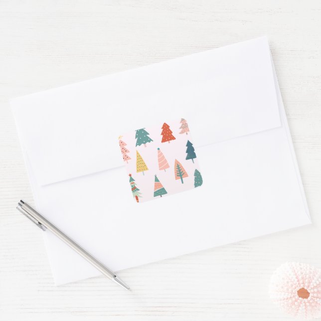  Beautifully Decorated Christmas Tree Square Sticker (Envelope)