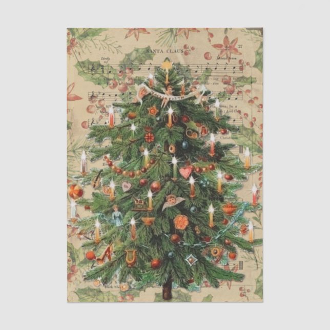 Beautifully Decorated Victorian Christmas Tree Tissue Paper (Front)