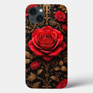 Beautifully designed red rose iPhone 13 case