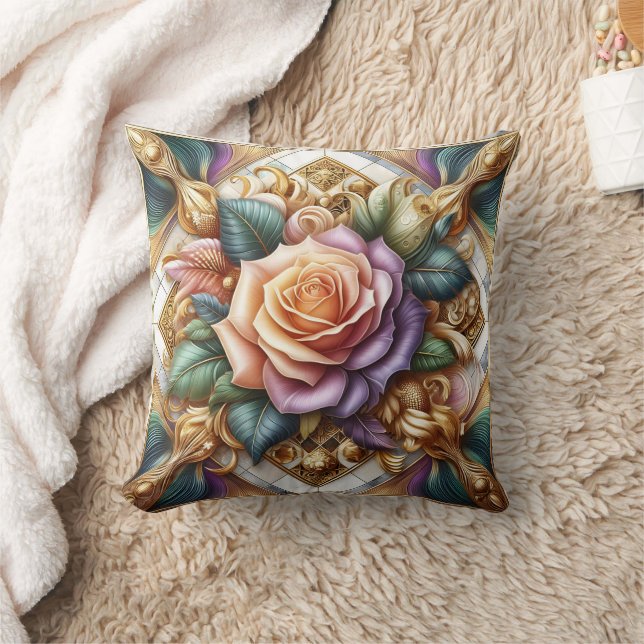 Beautifully Designed Roses in Intricate Art Cushion (Blanket)