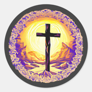 Beautifully Detailed Christian Cross Classic Round Sticker