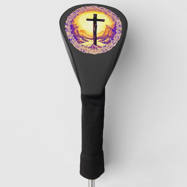 Beautifully Detailed Christian Cross Golf Head Cover (Front)