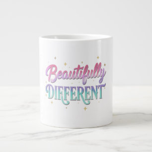 Beautifully Different – Elegant Rainbow Typography Large Coffee Mug